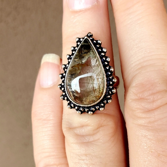 New Golden Rutilated Quartz 925 Silver Ring. - Picture 12 of 12